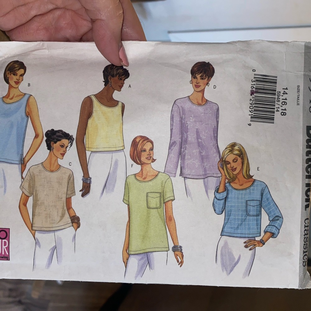 Vintage 2001 Butterick Ladies Blouse Sewing Pattern 5948 Cut To A Size 18